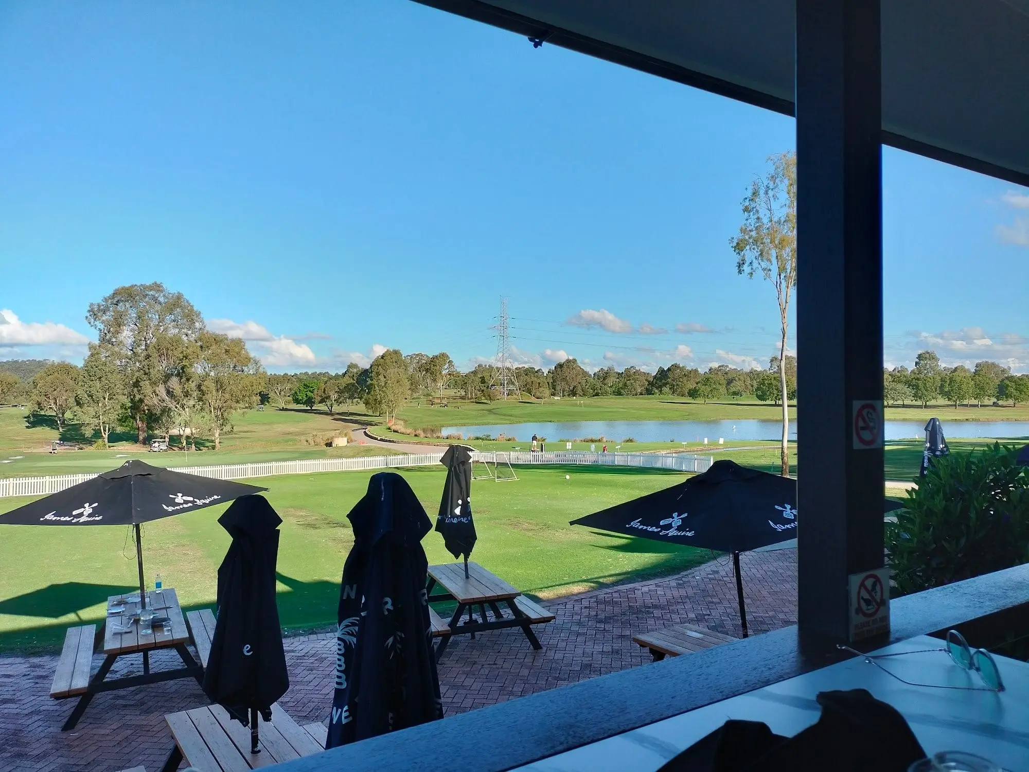 Course and lake viewed from the clubhouse deck