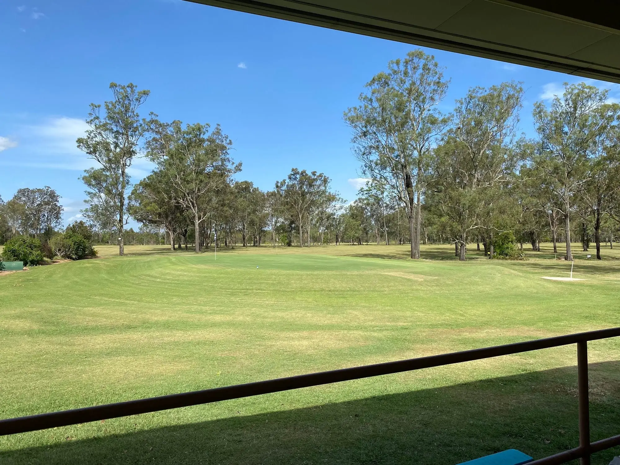 Green and fairway seen from the clubhouse verandah
