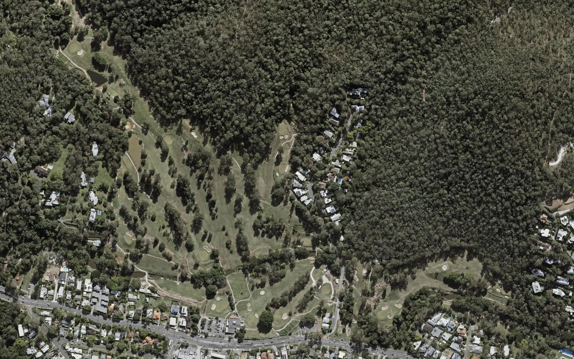 Aerial photo of Ashgrove Golf Club with holes numbered at each tee