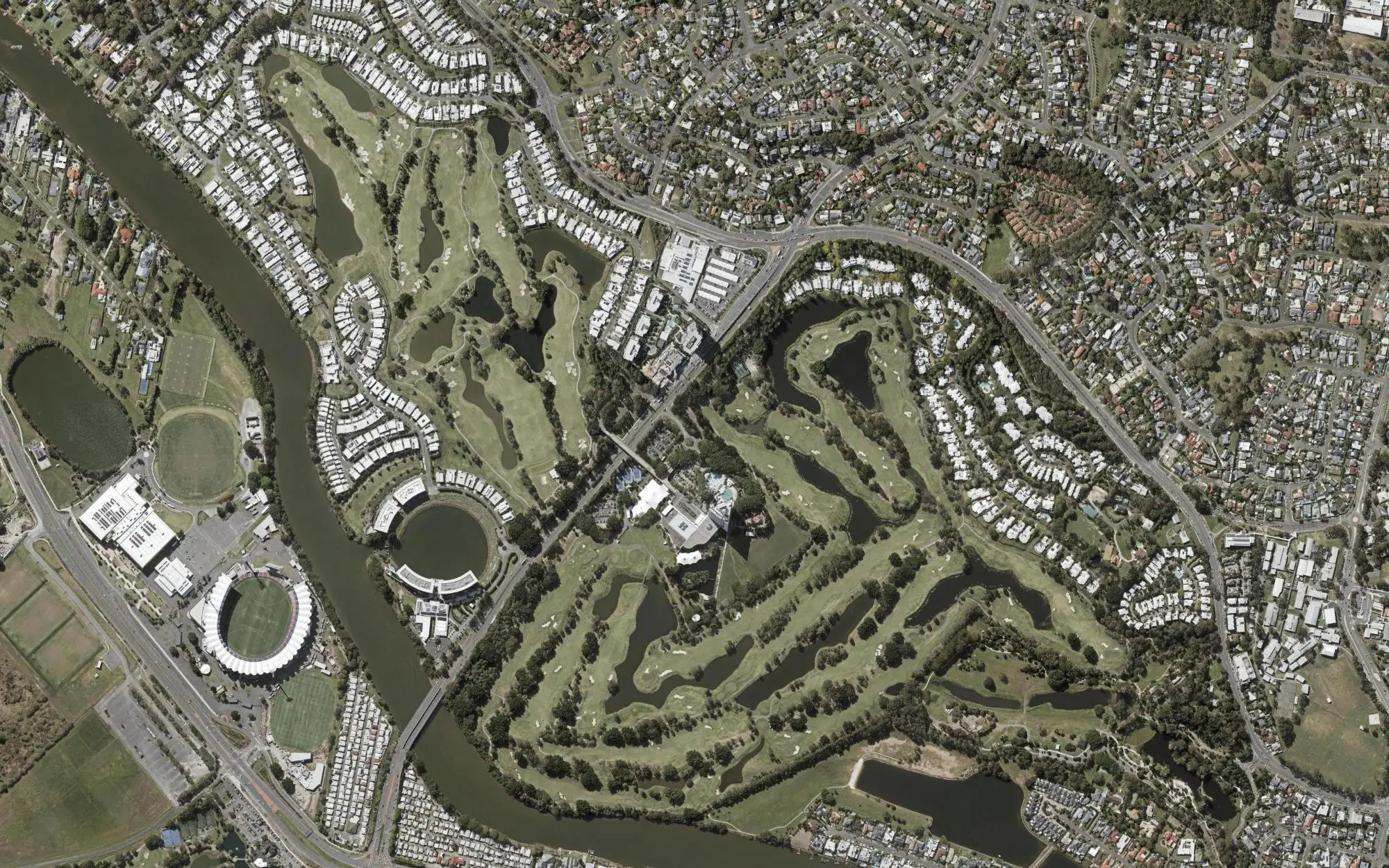 Aerial photo of RACV Royal Pines Golf Course