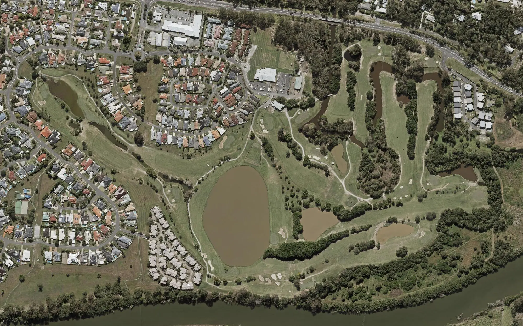 Aerial photo of Riverlakes Golf Course, Tavern & Functions